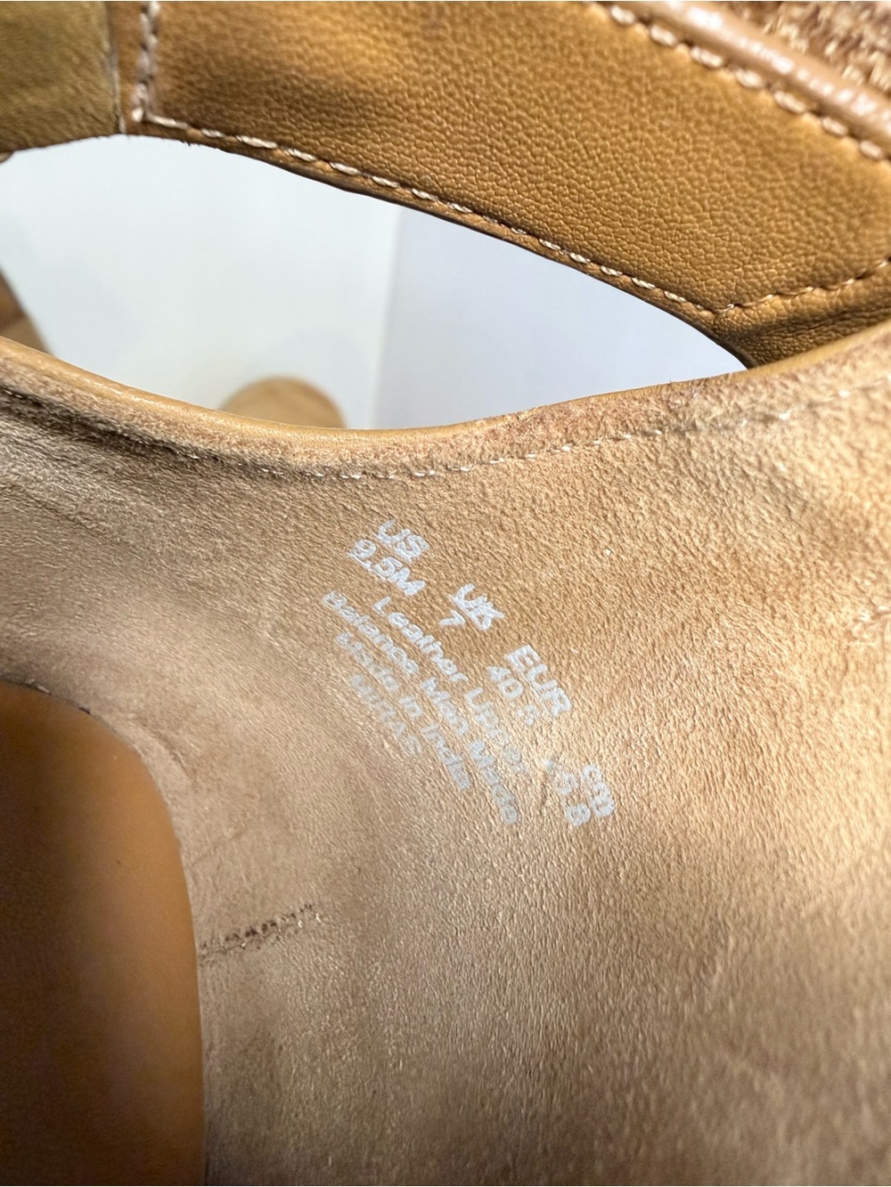 Franco Sarto Tan Leather Square-Toe Ankle-Strap Sandals Size 9.5 - Picture 7 of 8